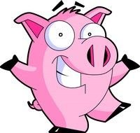 Cartoon happy dancing Pig