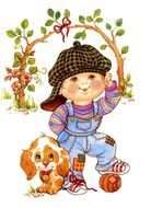 Ä°llustration of boy and a dog