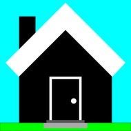 black house white roof drawing