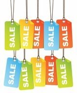 Sale, set og colorful Tags