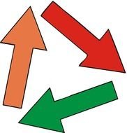 orange, red and green arrows on a white sheet