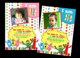 colorful invitations to asian babies party