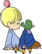 drawing of a boy with a turtle
