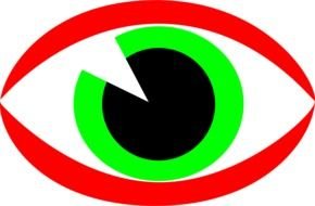 drawing of a green human eye