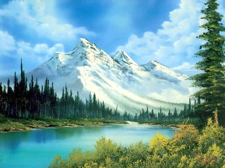student drawing of the snowy Alps