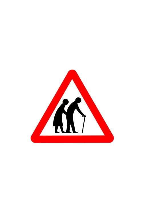 elderly people on a road sign