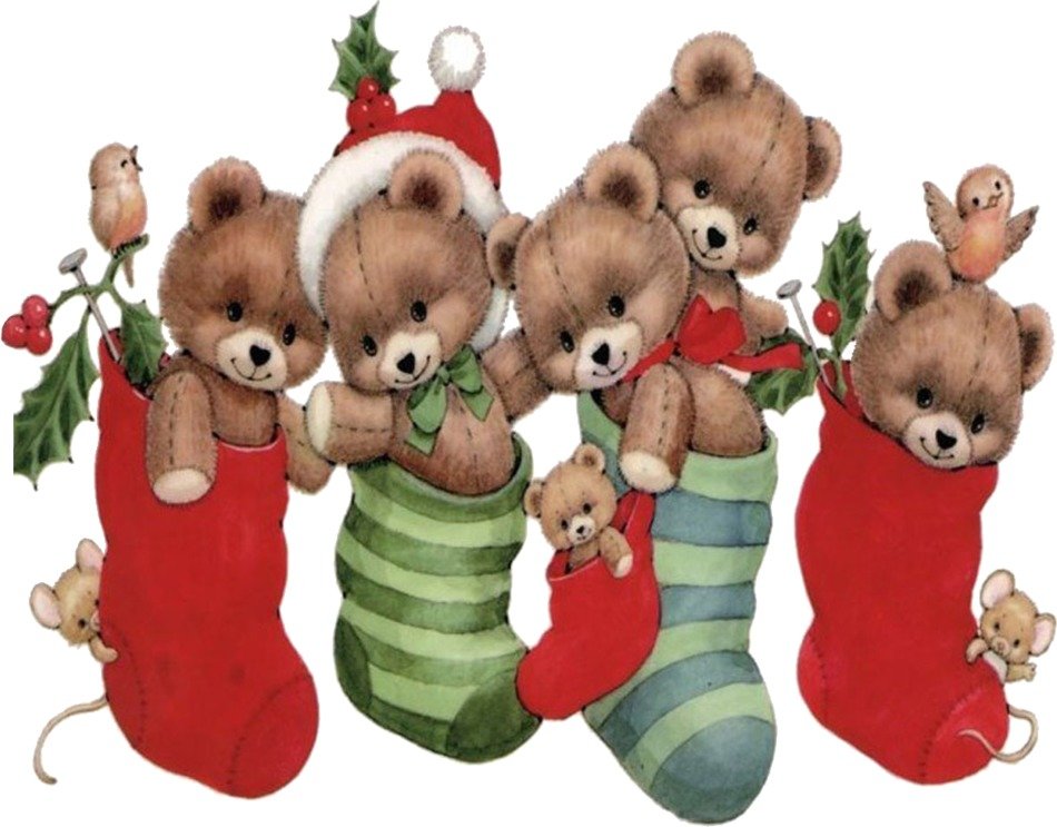 christmas gifts, teddy bears in socks