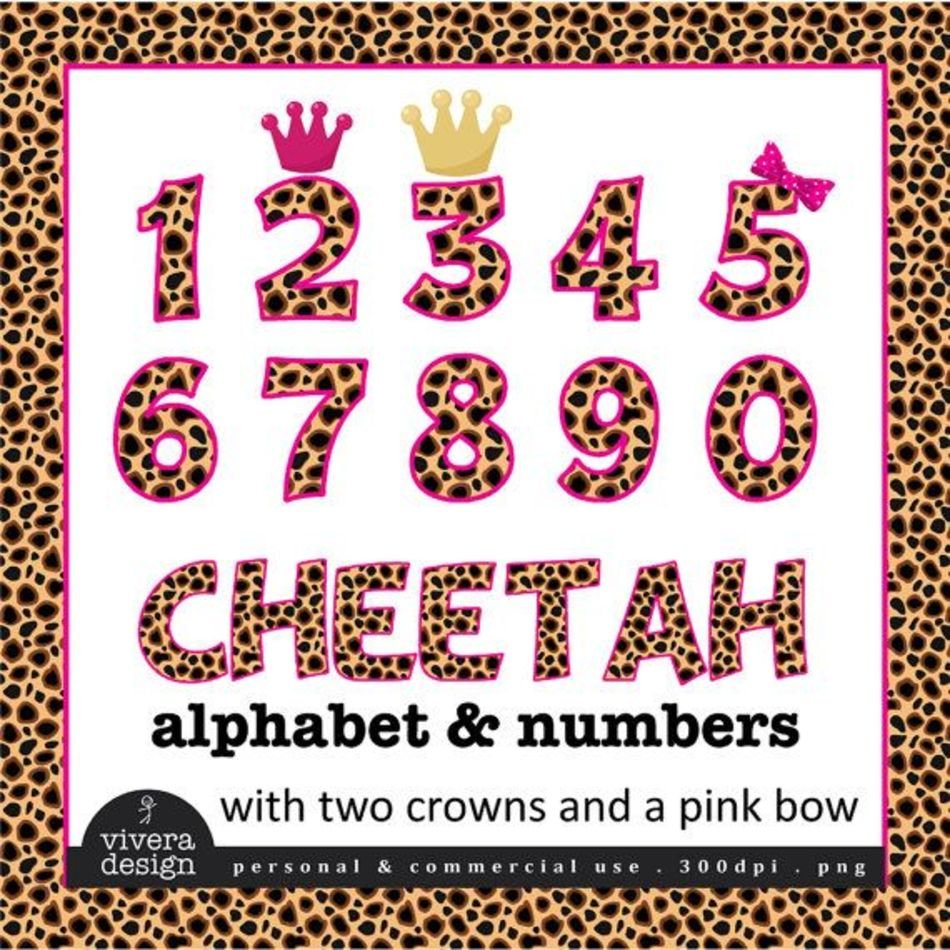 Numbers Clip Art With Hot Pink Outine And Additional Bow
