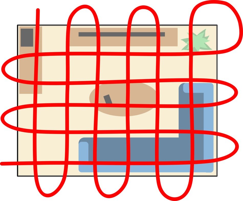drawn computer network in the background of the room