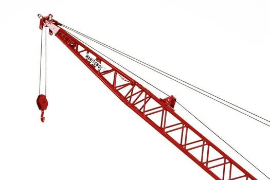 red crawler crane on a white background