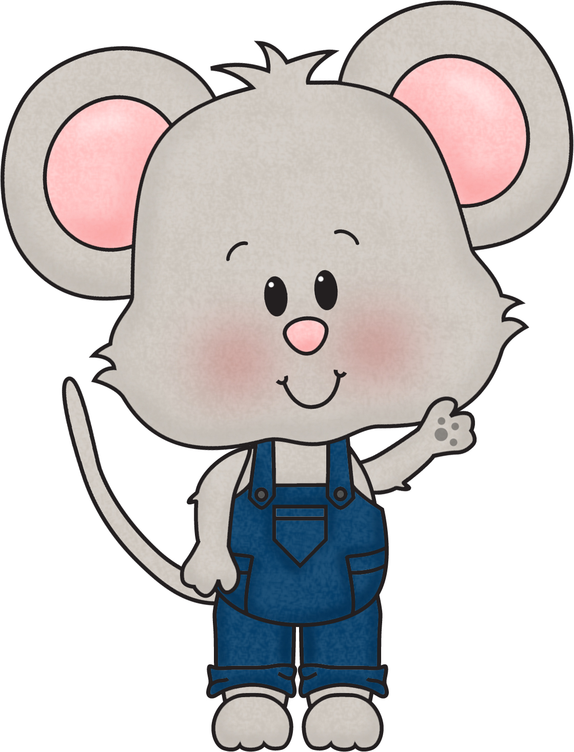 Drawing of a cute mouse in denim overalls free image download