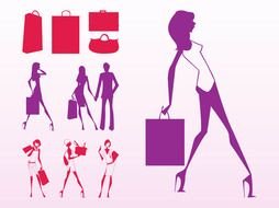 silhouette of a shopping girl