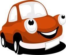 cartoon orange car on black background