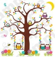 Baby Girl Owl On Tree Clip Art