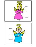 Clip art of girl and boy angels