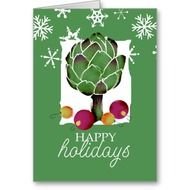 Artichoke Chef Cooking Food Christmas Holiday Card