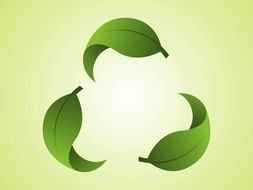 Recycling, three green leaves, Logo