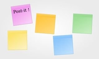 leaflets of different colors on a white background