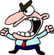 cartoon Angry man with wid open mouth