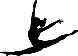 Black silhouette of the woman ballet dancer clipart