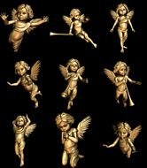 Gold Cherub Angels Clip Art