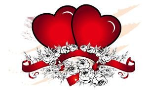 red hearts on a holiday card