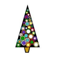 drawing of a christmas tree with circles in the middle