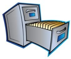 Filing Cabinet with open box, Clip Art