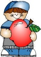 drawing of a boy with a big apple