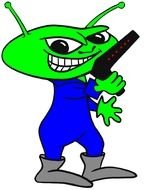 clipart of angry green alien as cartoon character