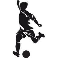 black silhouette of a soccer player as a picture for clipart