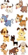 Cartoon Cat And Puppy drawing