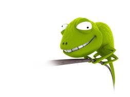 cartoon green lizard on branch