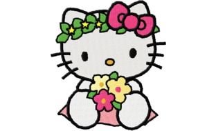 Hello Kitty embroidery on a black background