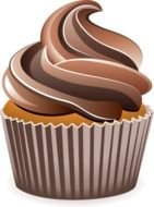 painted cupcake with brown cream