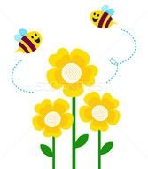 Cute Bee And Flower Clip Art