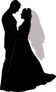 silhouette of a wedding couple as a picture for clipart