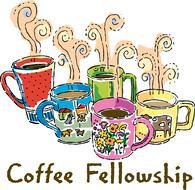 five colorful mugs, Church Coffee Fellowship, drawing