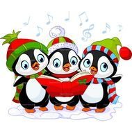 cute penguins with a book