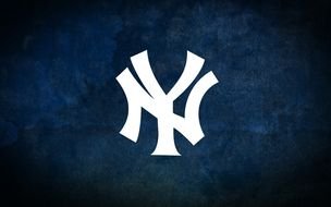 Logo of New York Yankees team at dark blue background