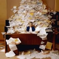 Paper Piles At Work clip art