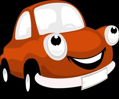 cartoon orange car on black background