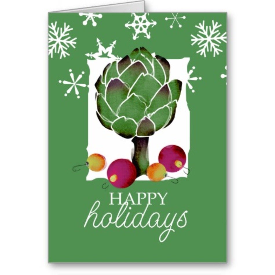 Artichoke Chef Cooking Food Christmas Holiday Card