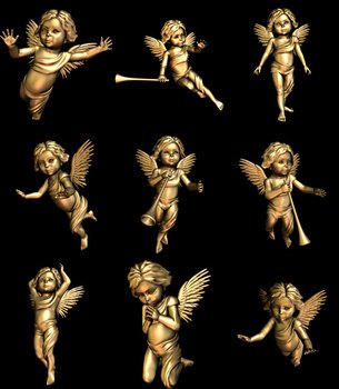 Gold Cherub Angels Clip Art