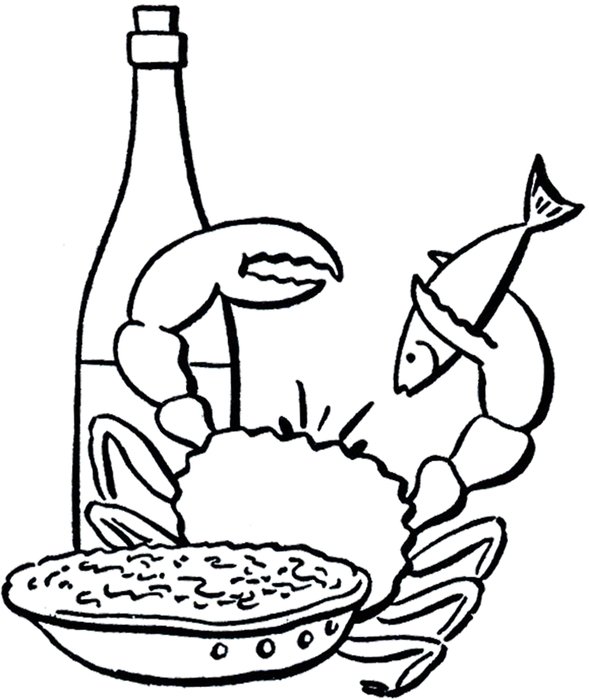Black and white drawing with the food clipart