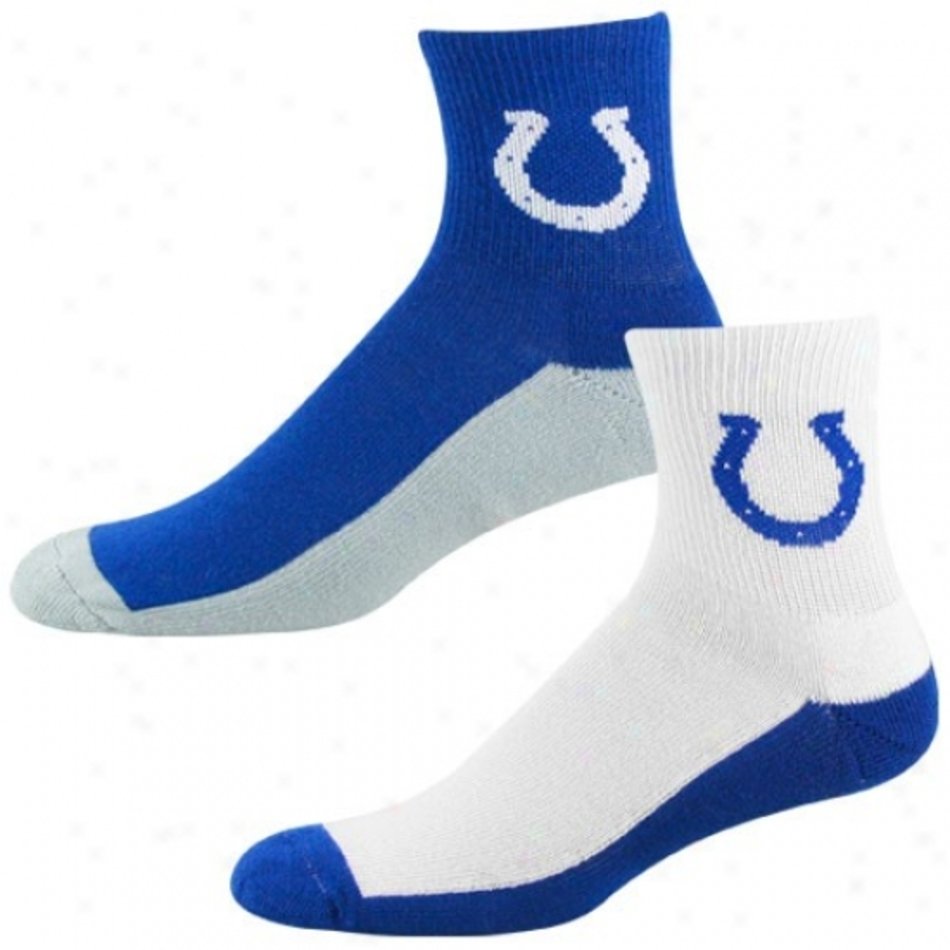 Indianapolis Colts Tri Color Tqo Pack Quarter Socks