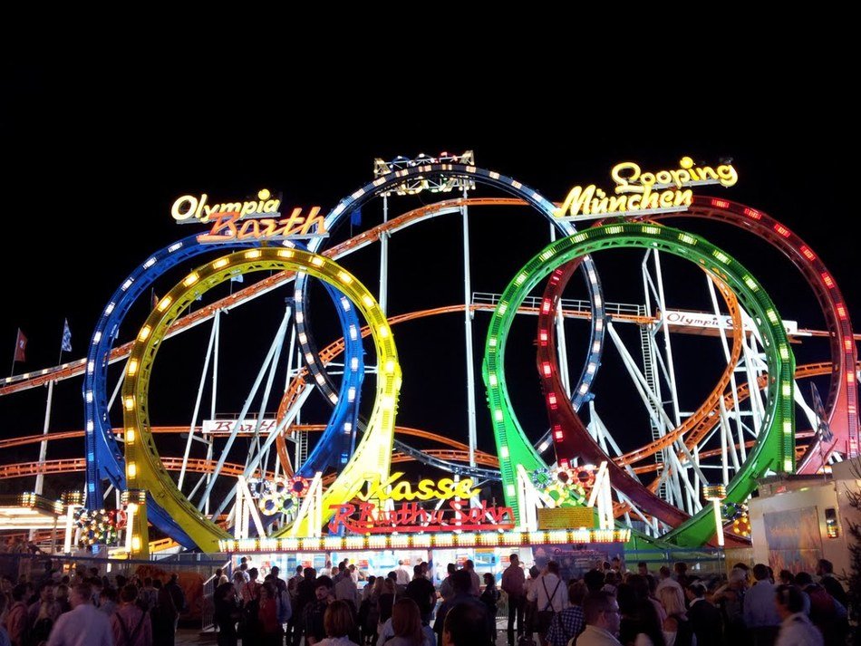 illuminated amusement park