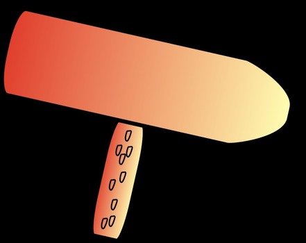 wooden hammer on the black background