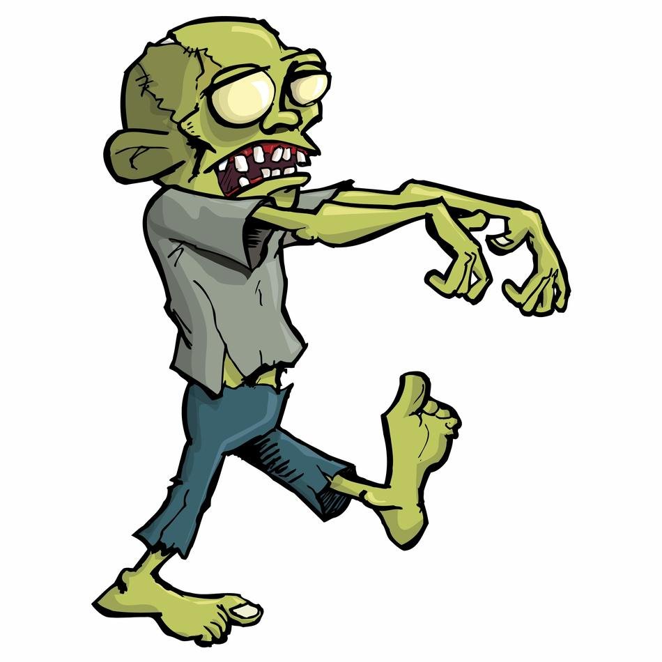 running zombie on a white background