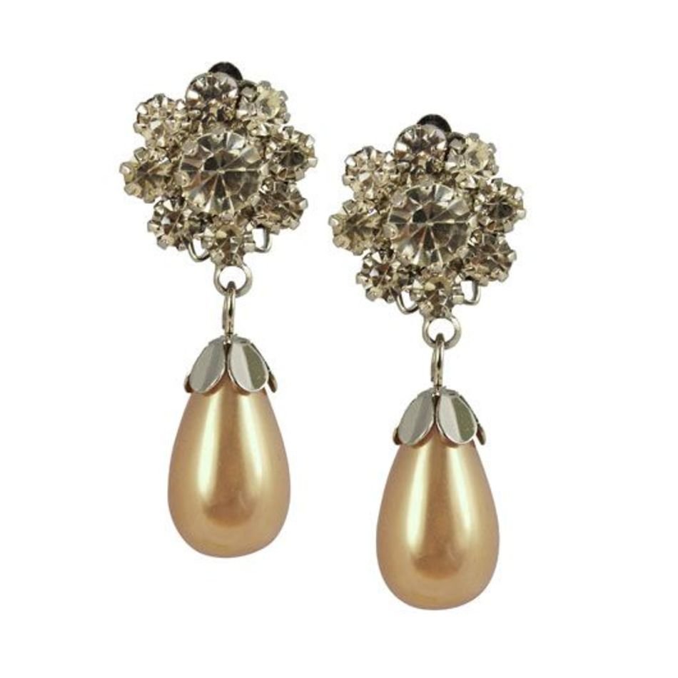 Crystal And Pearl Clip On Earrings